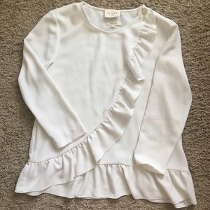 Sezane 3/4 Sleeve Ruffle Blouse FR 36